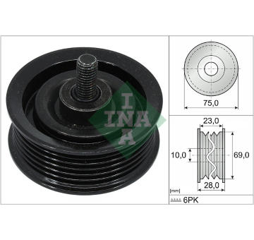 Vratná/vodicí kladka, klínový žebrový řemen INA 532 0744 10