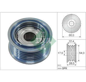 Vratná/vodicí kladka, klínový žebrový řemen INA 532 0900 10