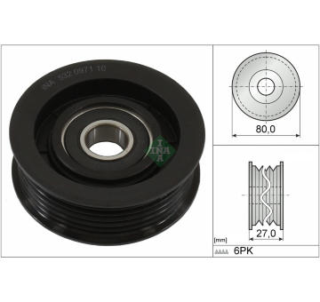 Vratná/vodicí kladka, klínový žebrový řemen Schaeffler INA 532 0971 10