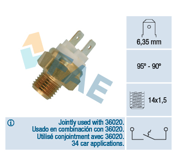 Teplotní spínač, větrák chladiče FAE 36010