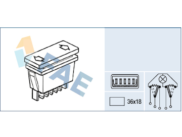 Spínač, zvedací zařízení oken FAE 62650