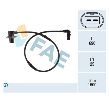 Snímač, počet otáček kol FAE 78074