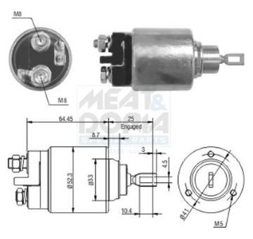 Elektromagnetický spínač pre żtartér MEAT & DORIA 46006