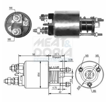 Elektromagnetický spínač pre żtartér MEAT & DORIA 46047