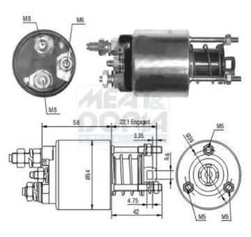 Elektromagnetický spínač pre żtartér MEAT & DORIA 46077