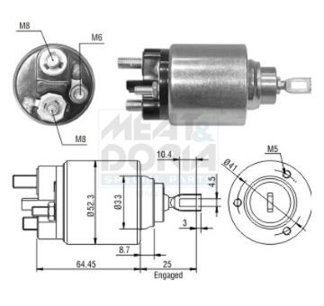 Elektromagnetický spínač pre żtartér MEAT & DORIA 46043