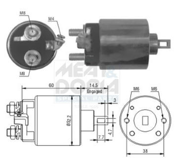 Elektromagnetický spínač pre żtartér MEAT & DORIA 46056