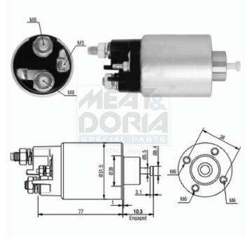 Elektromagnetický spínač pre żtartér MEAT & DORIA 46058