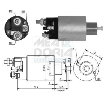 Elektromagnetický spínač pre żtartér MEAT & DORIA 46099