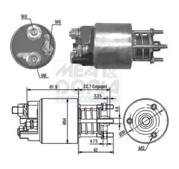 Elektromagnetický spínač pre żtartér MEAT & DORIA 46110