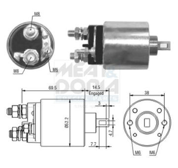 Elektromagnetický spínač, startér MEAT & DORIA 46122