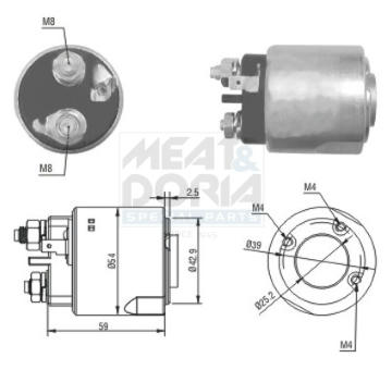 Elektromagnetický spínač pre żtartér MEAT & DORIA 46160