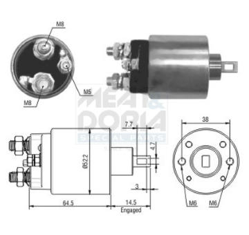 Elektromagnetický spínač pre żtartér MEAT & DORIA 46166