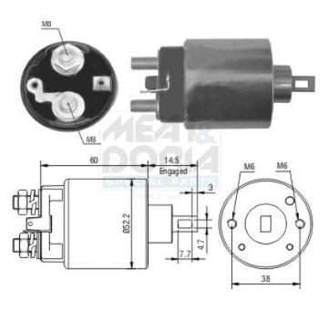 Elektromagnetický spínač pre żtartér MEAT & DORIA 46174