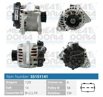 Alternátor MEAT & DORIA 55151141
