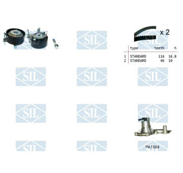 Vodní pumpa + sada ozubeného řemene Saleri SIL K7PA1584