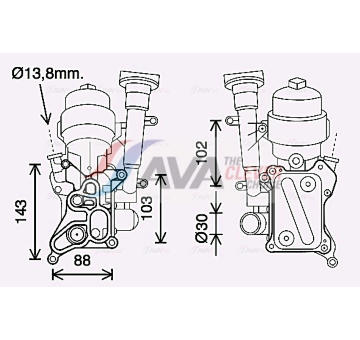 Olejový chladič, motorový olej AVA Clever Choice OL3686H
