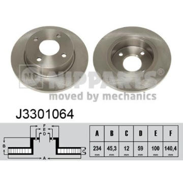 Brzdový kotouč NIPPARTS J3301064