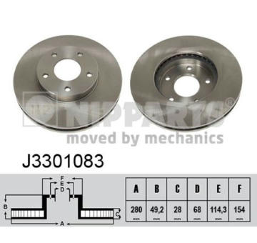 Brzdový kotúč NIPPARTS J3301083