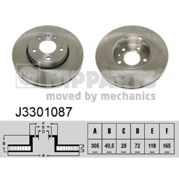 Brzdový kotouč NIPPARTS J3301087