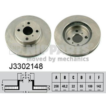 Brzdový kotúč NIPPARTS J3302148