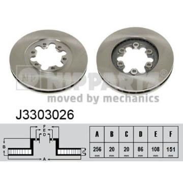 Brzdový kotúč NIPPARTS J3303026