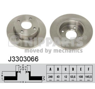 Brzdový kotúč NIPPARTS J3303066