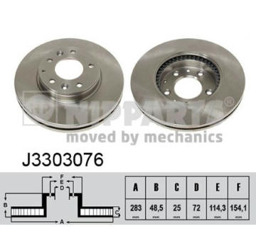 Brzdový kotúč NIPPARTS J3303076