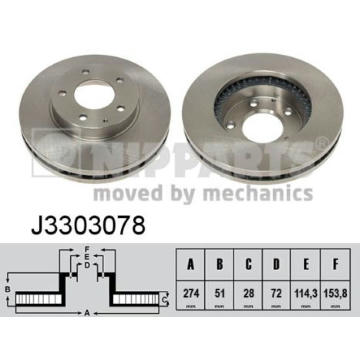 Brzdový kotúč NIPPARTS J3303078