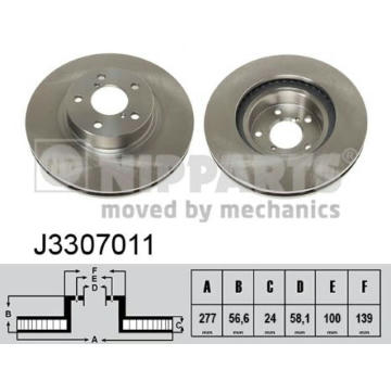 Brzdový kotúč NIPPARTS J3307011