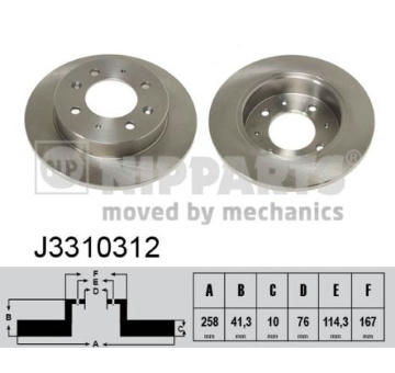 Brzdový kotúč NIPPARTS J3310312