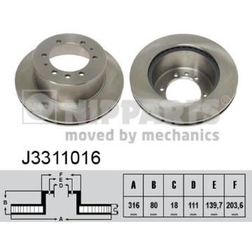 Brzdový kotouč NIPPARTS J3311016