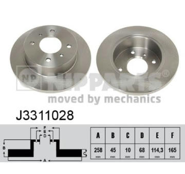 Brzdový kotúč NIPPARTS J3311028