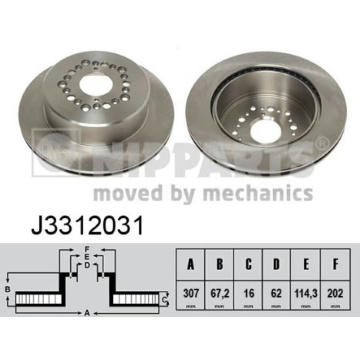 Brzdový kotouč NIPPARTS J3312031