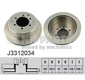 Brzdový kotouč NIPPARTS J3312034