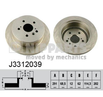 Brzdový kotúč NIPPARTS J3312039