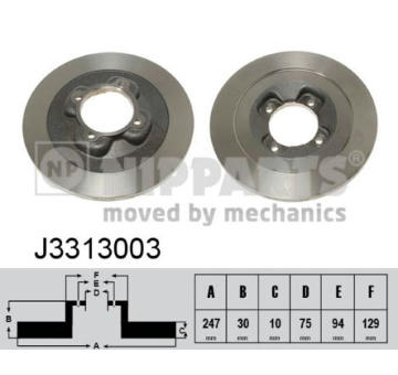 Brzdový kotouč NIPPARTS J3313003