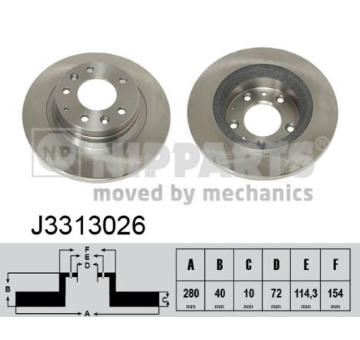 Brzdový kotúč NIPPARTS J3313026