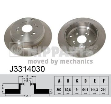 Brzdový kotouč NIPPARTS J3314030