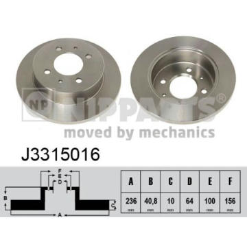 Brzdový kotouč NIPPARTS J3315016