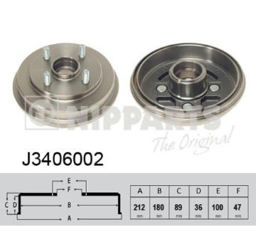 Brzdový buben NIPPARTS J3406002