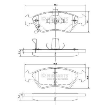 Sada brzdových platničiek kotúčovej brzdy NIPPARTS J3600303