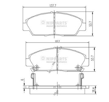 Sada brzdových destiček, kotoučová brzda NIPPARTS J3604037