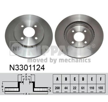 Brzdový kotúč NIPPARTS N3301124