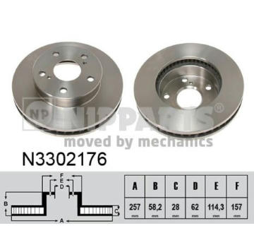 Brzdový kotouč NIPPARTS N3302176