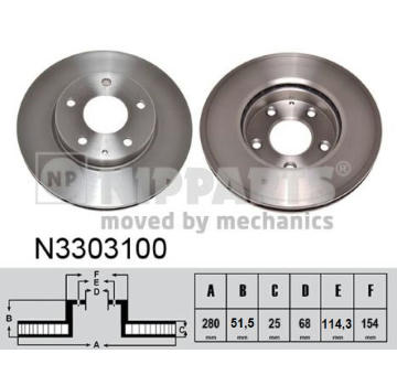 Brzdový kotúč NIPPARTS N3303100