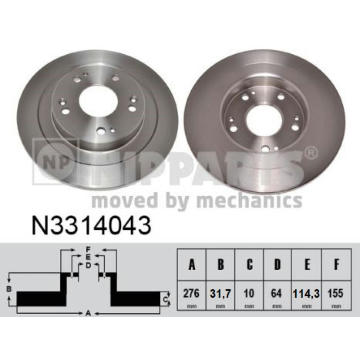 Brzdový kotouč NIPPARTS N3314043