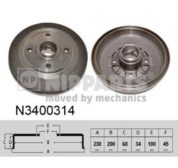 Brzdový bubon NIPPARTS N3400314