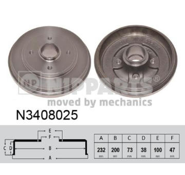 Brzdový buben NIPPARTS N3408025