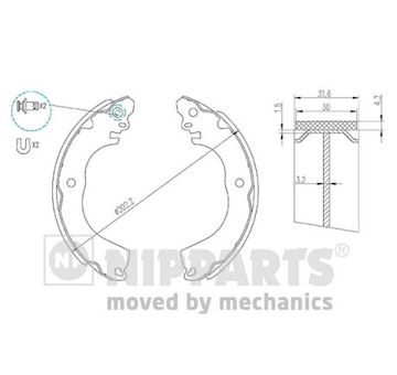 Sada brzdových čelistí NIPPARTS N3505049